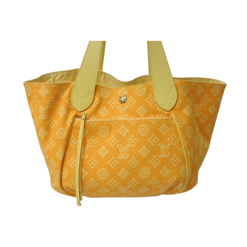 Louis Vuitton Tote Cabas reversible yellow Ipanema canvas leather Bag